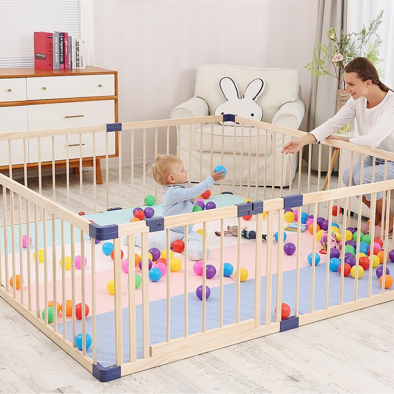 Portable Baby Playpen Large Free Standing Safety Gate Baby Fence Play Yard Toddler Playpen 